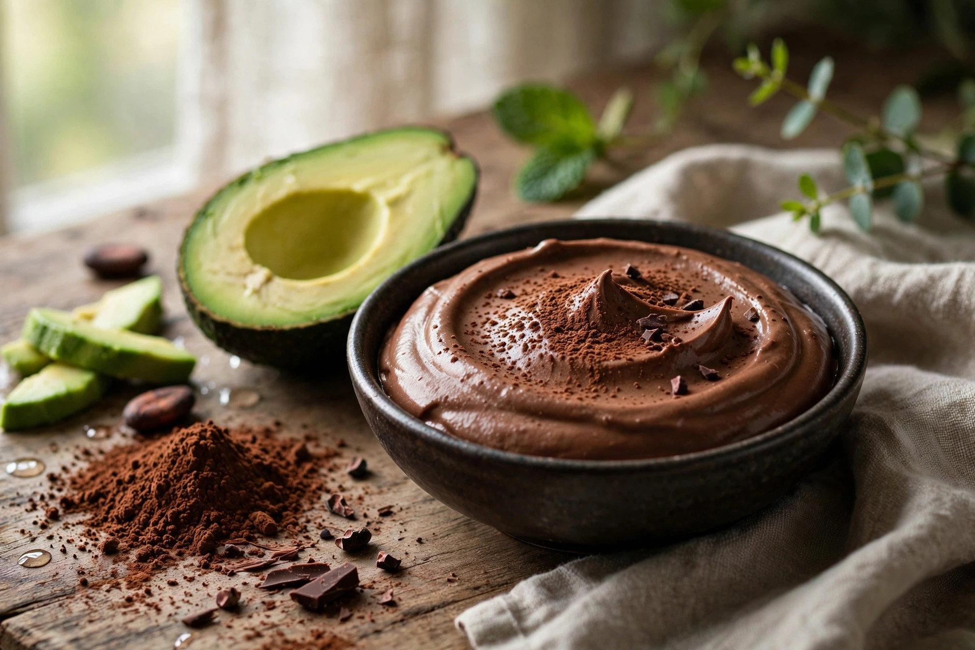Silky three-ingredient chocolate avocado mousse