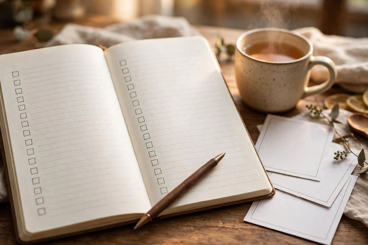 Notebook checklist for saving favorite Mealime recipes before the shutdown